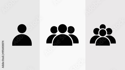 black human silhouette icons representing groups and interactions Keywords: group, people, icon, silhouette, man