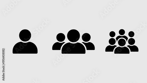 black human silhouette icons representing groups and interactions Keywords: group, people, icon, silhouette, man