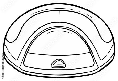 Modern Stylized Robotic Vacuum Cleaner Top View Outline Illustration
