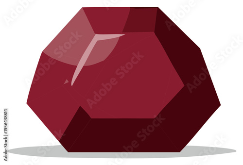 Deep red faceted gemstone with brilliant light reflections a precious jewel illustration