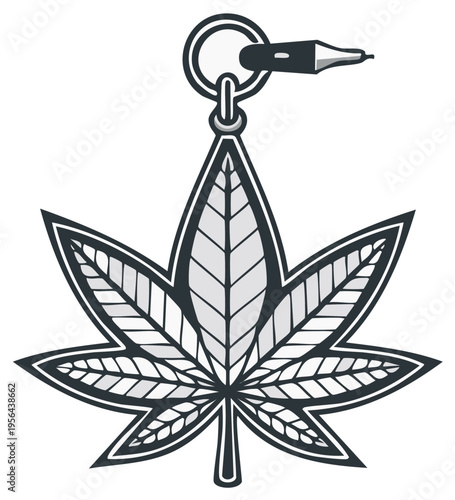 Tattoo Machine and Cannabis Leaf Charm on White Background