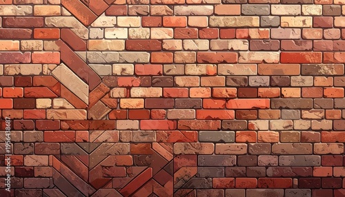 Red Brick Wall with Geometric Pattern.