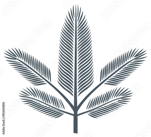Stylized abstract palm frond with radiating leaves in a clean graphic design