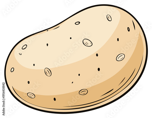 Cartoon illustration of a single potato against a white backdrop