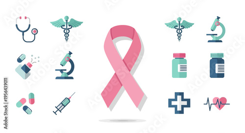 Pink Ribbon Breast Cancer Awareness Symbol.