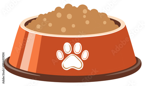 Dog Bowl Filled with Food Pet Supplies and Accessories Isolated Graphic Illustration