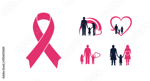 Pink Ribbon Symbol Breast Cancer Awareness.