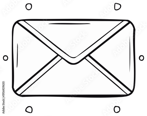 Outline illustration of an envelope with seal marks indicating received mail