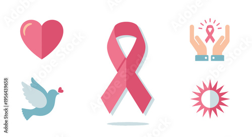 Pink Ribbon Symbol Breast Cancer Awareness.