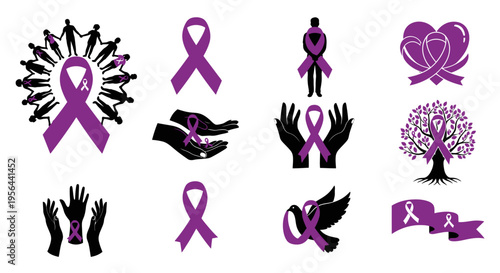 Purple Awareness Ribbons for Epilepsy Support.