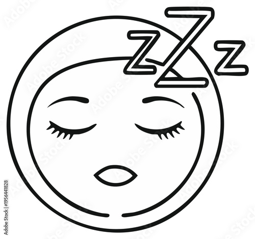 Simple Outline of a Sleeping Face with Zzz Symbols
