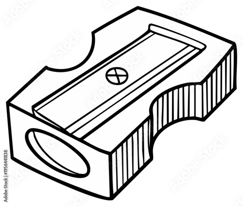 Classic Manual Pencil Sharpener Outline Drawing Simple Tool for Sharpening Pencils