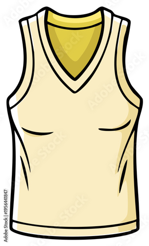 Yellow Sleeveless Shirt: V-Neck, Summer Clothing, Casual Attire Illustration, Fashionable Top