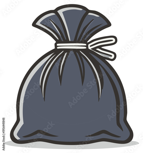 Full Black Trash Bag Ready for Disposal Sanitation and Waste Management Icon Illustration