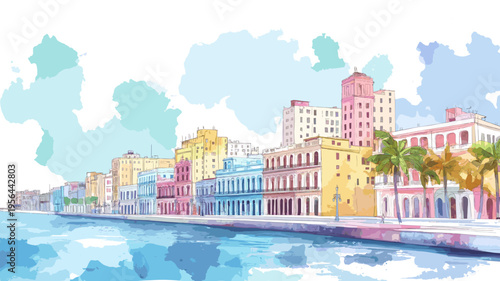 Malec?n. Malec?n hand drawn watercolor illustration