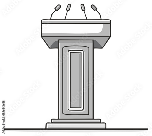 Podium with Microphones Presentation Speech Convention Political Rally Isolated Illustration