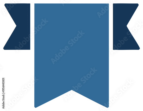 Clean modern blue banner graphic design element with darker blue flag ends perfect for headings awards or promotional text
