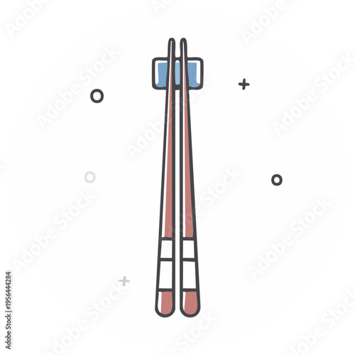 Chopsticks with holder, simple vector illustration, flat icon