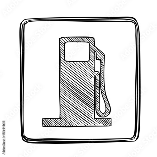 gas station fuel pump nozzle vector line art hand drawn illustration