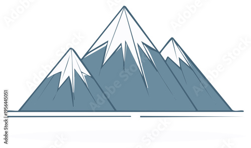 Stylized Snowy Mountain Peaks in a Minimalist Design