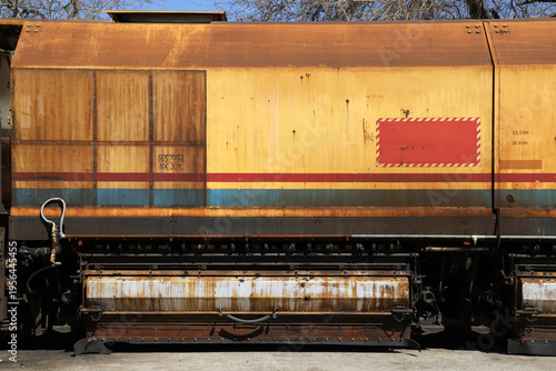 Track Grinding and Cleaning Machine on Railroad, Rail Grinding Machine, Weathered Rail Service Train with Mechanical Components