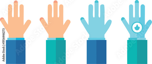 Hands with colorful palms facing forward
