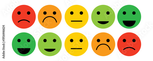 Feedback emotions icon set. Good  neutral and bad emoji. Level satisfaction concept
