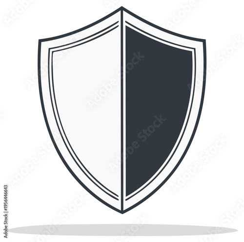 Free Download Graphic illustration of a shield with two-tone color and shadow effect on white - GFXLoad