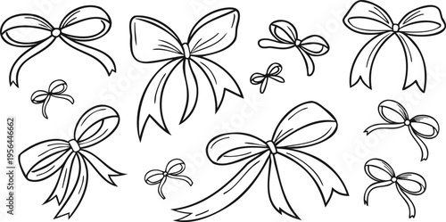 Different kinds of bows, ribbons, and gift decorations