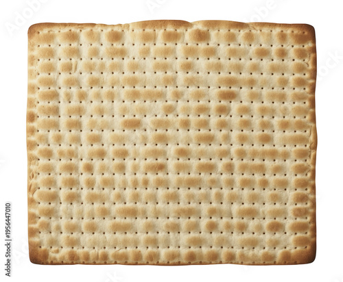 Rectangular matzo cracker with brown spots baked golden isolated on a transparent background