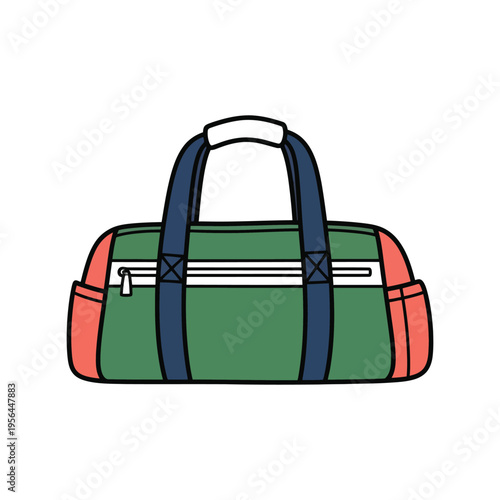 Colorful duffel bag vector illustration isolated on white background for travel and sports designs