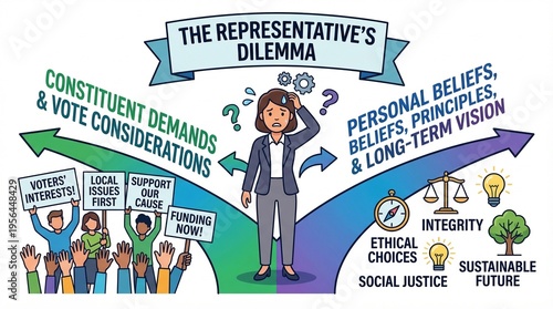 Politician weighs personal beliefs against constituent demands and vote considerations