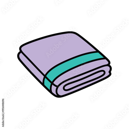 Folded towel vector illustration in flat style, clean simple design for laundry and bathroom icons