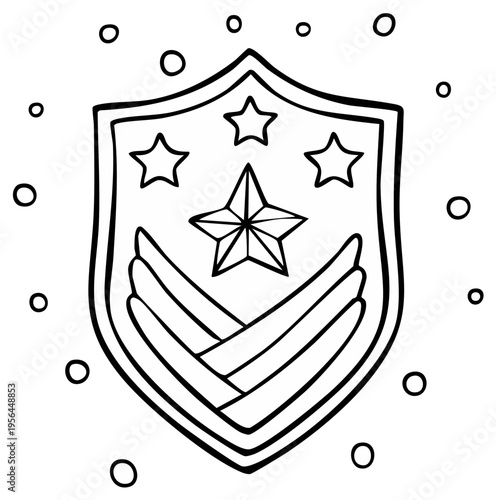 Hand Drawn Sketch of a Military Rank Insignia with Stars and Stripes