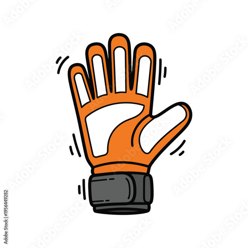 Goalkeeper Glove Vector Illustration – Cartoon Style Orange Sports Equipment Icon
