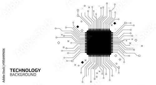 Black microchip with circuit board connections