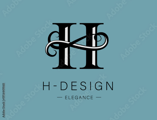 Logo, capital letter H. Monogram of Botanical Minimalistic, Initial. with Organic Plant Elements. Vector design. beauty salon. for tattoo studio