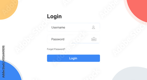 Clean and modern login form interface with username and password fields for web or mobile applications.