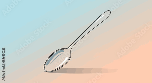 Elegant spoon drawing with a pastel background showcasing culinary simplicity and minimalist