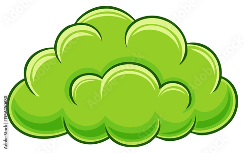 Stylized green cartoon foliage bush or puff of smoke vector graphic