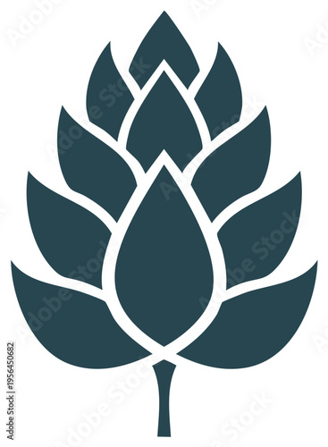 Stylized illustration of a hop flower, a key ingredient in brewing beer.
