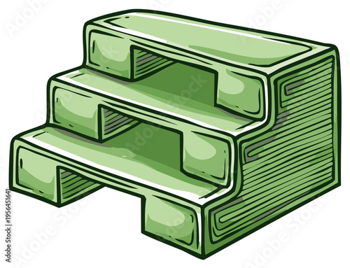 Cartoon illustration of a green set of steps
