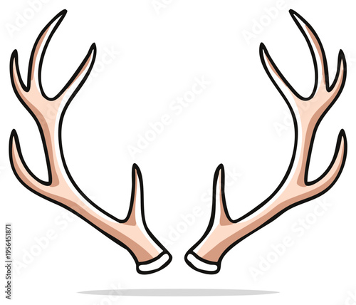 Cartoon illustration of a pair of deer antlers isolated on a white background