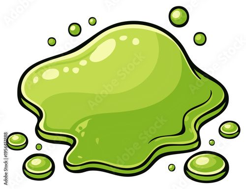 Playful green slime blob with bubbles and highlights