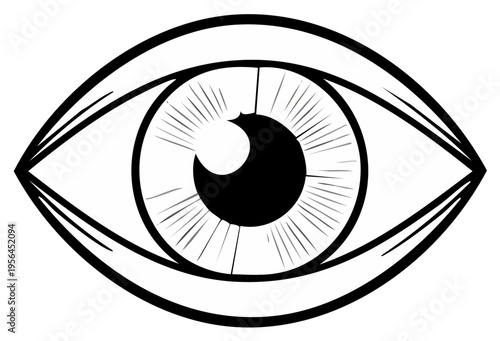 Bold Eye Outline Illustration Detailed Iris Vision Seeing Gaze Graphic Design