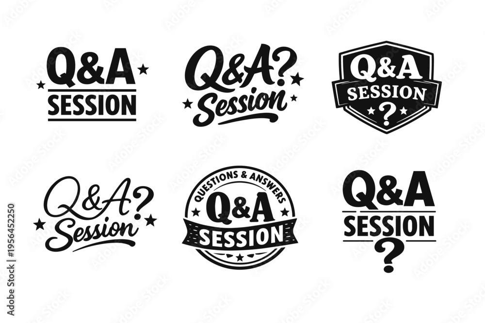 Fototapeta premium Q&a session logos: creative typography and design variations