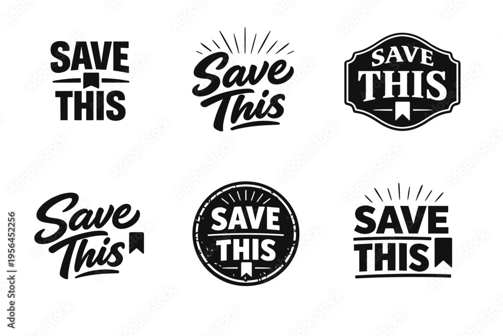 Obraz premium Collection of distinct save this logos in various stylized designs