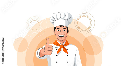 Enthusiastic chef with a thumbs up gesture, symbolizing quality, approval, and excellence in