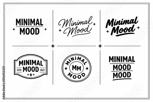 Minimal mood logos collection: modern black and white design aesthetic