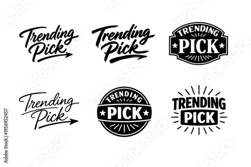 Trending pick logo set collection in black and white designs